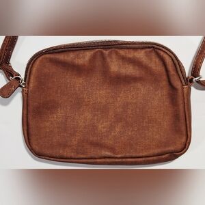 MultiSac Crossbody Purse Vegan Leather Brown Pockets Adjustable Shoulder Strap